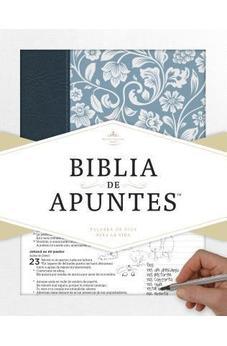 Biblia RVR 1960 de Apuntes Azul Piel Genuina y Tela Impresa