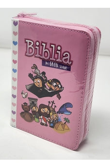 Biblia RVR 1960 para Niños Mi Gran Viaje Rosa Símil Piel con Cierre