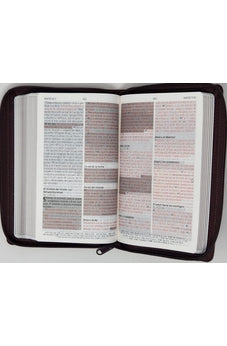 Image of Biblia RVR 1960 de Promesas Letra Grande Tamaño Manual Marrón Líneas Simil Piel con Cierre