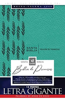 Biblia RVR 1960 de Promesas Letra Gigante Símil Piel Turquesa con Cierre