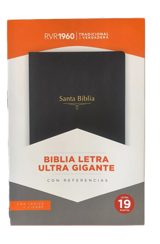 Image of Biblia RVR 1960 Letra Ultra Súper Gigante 19 puntos Piel Negro con Cierre y Índice