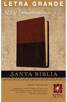 Biblia NTV Letra Grande Tamaño Personal Duotono Letra Roja Sentipiel Café Café Claro