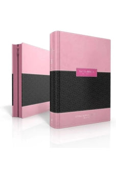 Biblia RVR 1960 Letra Súper Gigante Símil Piel Duotono Rosa Café con Índice y Cierre