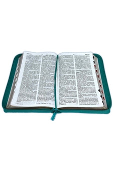 Image of Biblia RVR 1960 Letra Grande Tamaño Manual Símil Piel Turquesa con Índice con Cierre con Cierre