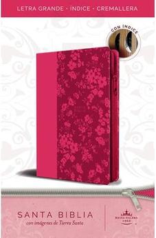 Biblia RVR 1960 Letra Grande Tamaño Manual Símil Piel Fucsia con Cierre e Índice