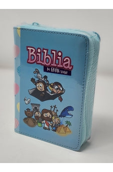 Image of Biblia RVR 1960 para Niños Mi Gran Viaje Turquesa Símil Piel con Cierre