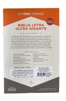 Image of Biblia RVR 1960 Letra Ultra Súper Gigante 19 puntos Piel Negro con Cierre y Índice