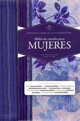 Biblia RVR 1960 de Estudio para Mujer Azul Floreado Tela Impresa con Índice