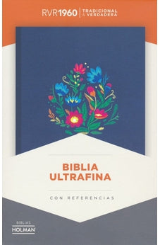 Biblia RVR 1960 Ultrafina Azul Bordado Sobre Tela