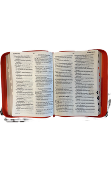 Biblia RVR 1960 Letra Súper Gigante Símil Piel Duotone Coral Naranja con Índice con Cierre