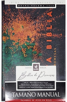 Image of Biblia RVR 1960 de Promesas Letra Grande Tamaño Manual Negro Naranja Verde Simil Piel con Cierre