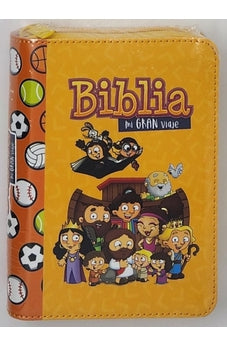 Biblia RVR 1960 para Niños Mi Gran Viaje Naranja Símil Piel con Cierre