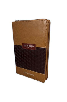 Image of Biblia RVR 1960 Letra Grande Tamaño Manual Símil Piel Duotono Café con Índice y Cierre