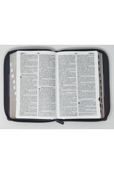 Image of Biblia RVR 1960 Letra Grande Tamaño Manual Tricolor Marrón Lila Claro Violeta con Cierre con Índice