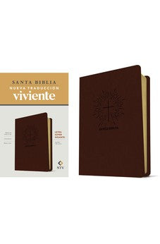 Biblia NTV Letra Súper Gigante Café Oscuro Símil Piel