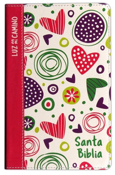 Biblia NVI Luz en Mi Camino Corazones Multicolor Símil Piel