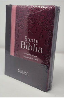 Image of Biblia RVR 1960 Letra Súper Gigante Tricolor Guinda Palo Rosa Marrón con Cierre con Índice