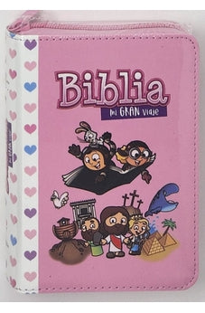 Image of Biblia RVR 1960 para Niños Mi Gran Viaje Rosa Símil Piel con Cierre