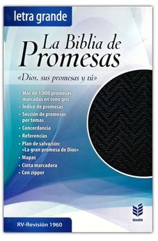 Biblia RVR 1960 de Promesas Piel Negro con Cierre