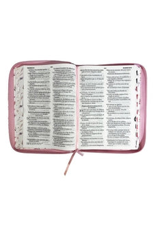 Image of Biblia RVR 1960 Letra Gigante Símil Piel Mariposas Rosa con Índice y Cierre